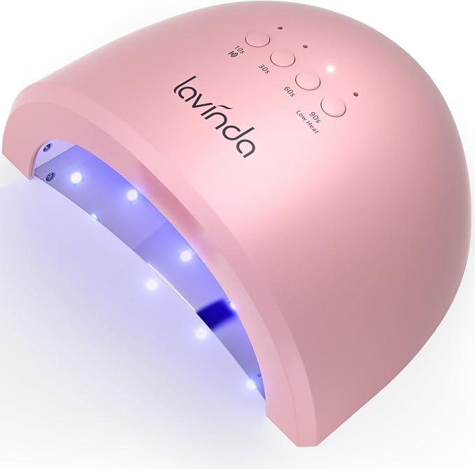 Lavinda UV LED Nail Lamp for Gel Polish, 48W UV Light for Nails Professional Nail Dryer Fast Curing Lamp with 4 Timers, Smart Sensor, Detachable Base for Hands & Feet Home Salon DIY Manicure - Pink