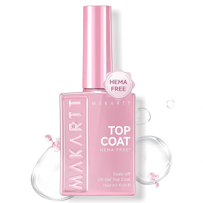 Makartt Hema-Free Gel Top Coat 15ml Upgraded Mild Formula | TPO-Free, Long-Lasting, High Glossy, Clear, Soak-Off UV LED Lamp Needed, No More Damaged Nails, for Home DIY Gift Salon