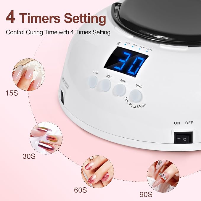 Professional Rechargeable 96W UV LED Nail Lamp, Cordless Nail Dryer with 4 Timer Settings, Smart Sensor, Removable Metal Base Fast Curing Lamp for Salon and Home,White&Black