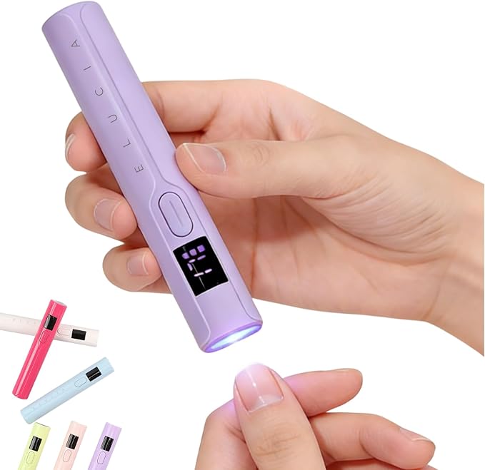 Handheld UV Nail Light – Flash Cure Pen & UV Nail Pen, Cordless Rechargeable Mini UV Light for Gel Nails, Portable UV Nail Lamp & UV Flashlight for Nails, Purple
