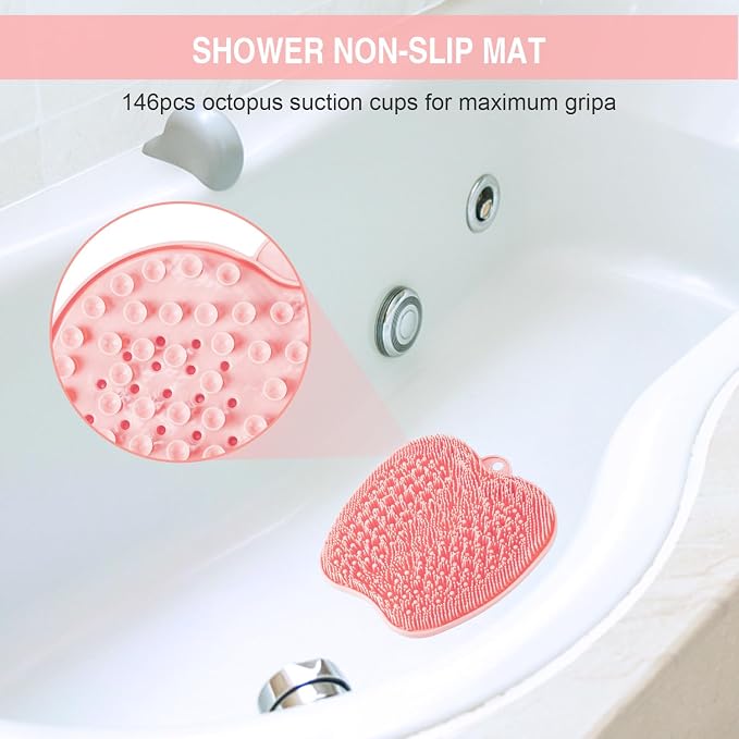 BESKAR XL Larger Shower Foot Scrubber Mat with Non-Slip Suction Cups | Cleans, Smooths, Exfoliates, Massages Your Feet Without Bending, Improve Foot Circulation, Soothes Tired Feet