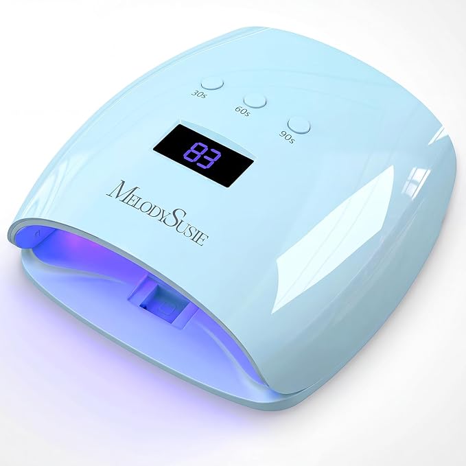 MelodySusie Detachable Base UV/LED Nail Lamp P-Plus30I for Hard Gel | 54W, 3 Timer Settings, Smart Sensor, LCD Display, 30 UV/LED Beads, Rhinestone Glue, Solid Nail Glue Gel, Liner Gel, Blue