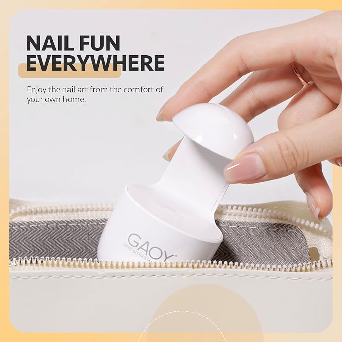 GAOY Mini UV Light for Gel Nails, Small LED Nail Lamp, Fast Curing, White | Portable Travel Manicure, Perfect for Nail Tips & Quick Repairs, DIY Nail Art, USB-C Powered