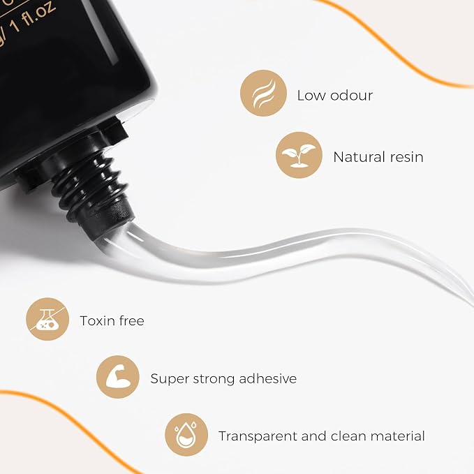 TOMICCA 5 in 1 Gel Nail Glue, UV Nail Glue for Press ons, UV Lamp Required | 30g Semi Solid Nail Gel Glue, Strong Nail Glue on Nails Tips, for Fake Acrylic Nails Extension, Long Lasting