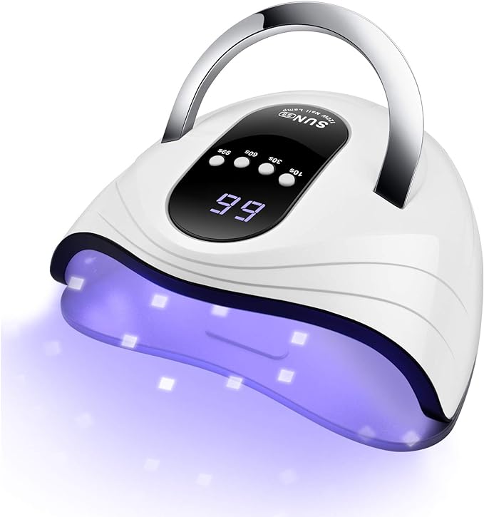 Sunrich UV Gel Nail Lamp 120W LED Nail Light Fast Nail Dryer | for Gel Polish Curing with 4 Timers Portable Handle Large Space Automatic Sensor (White)