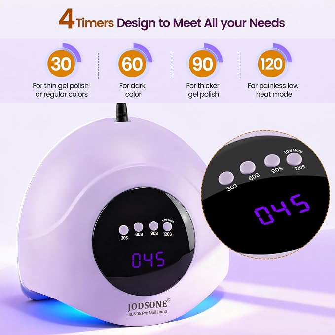 JODSONE U V LED Nail Dryer Quick Curing Lamp with 4 Timer & Auto Sensor Manicure Tool Purple
