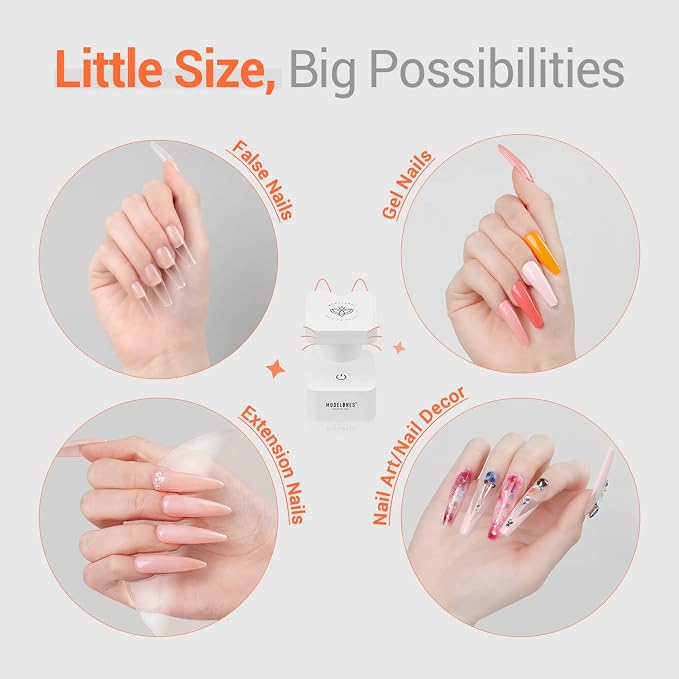 modelones Mini UV Light for Gel Nails Flash Curing 2 Timers | White UV Light for Gel Nails Fast Extension System, Portable Manicure UV LED Light for Gel Nail Polish DIY Nail Art