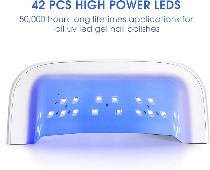 UV LED Nail Lamp, 60W Cordless Nails Lamp Professional LED Nail Light for Gel Nails Nail Dryer with 42 Beads, Perfect for Salon Manicure, Pedicure(White)