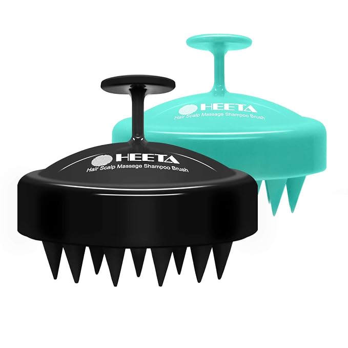 HEETA 2-Pack Hair Scalp Massager Shampoo Brush with Hair Scalp Massager Brush, Updated Hair Shampoo Brush, Wet & Dry Scalp Exfoliator with Soft Silicone Bristles