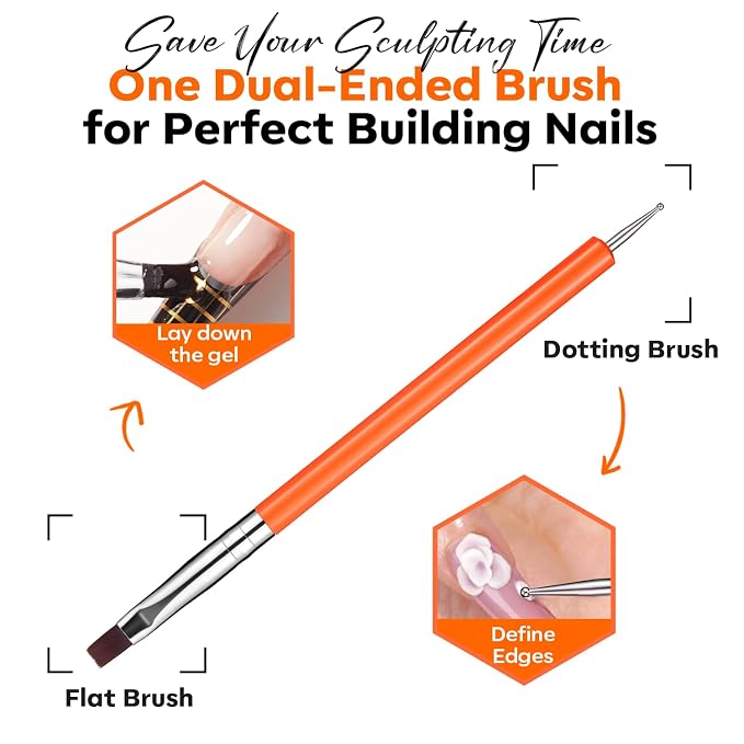 modelones Builder Nail Gel, 3 Colors Builder Hard Gel Nude Pink Clear for Overlays, Apex Building & Extensions, Sculpting Nail Kit with Dual-Ended Brush, Nail Forms, U V/LED Lamp Cured DIY Salon | Overlays, Apex Building & Extensions, Sculpting Nail Ki...