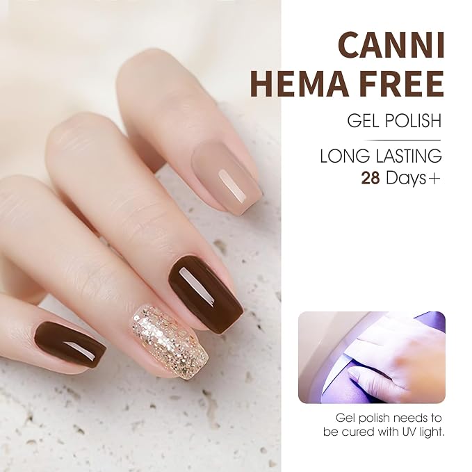 CANNI 9ML Gel Nail Polish Set 6 Nude Pink Shades UV LED Soak Off Gel Polish | Smooth Application • Highly Pigmented • Glossy Finish • Long-Lasting Wear • Nail Art • Salon DIY Manicure • Easy Application
