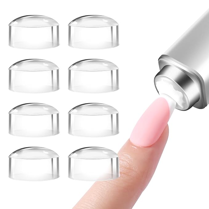 NXJ INFILILA French Tip Nail Stamp, 8 PCS Silicone Nail Art Stamper Head Suitable for Handheld UV Light for Gel Nails DIY Together with Gel Nail Polish Art Tips Printing Tool