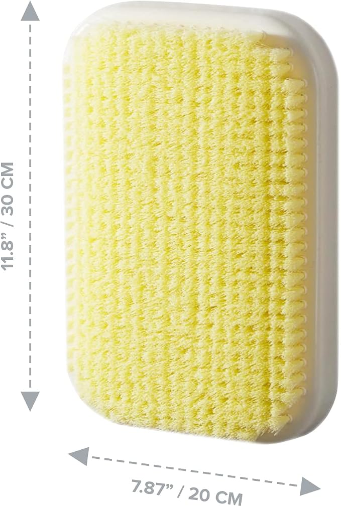 Wall Mounted Back Scrubber for Shower - Large Exfoliating Brush for Shower - Bathing Scrub Brush - Hands-Free Back Brush & Body Scrubber - Shower Accessories - 7.9x11.9in in-Shower Scrubber for Body