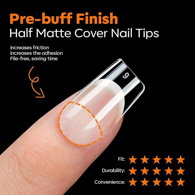 Modelones Square Nail Tips Short Clear Soft Gel Fake Press On Nails Tip | Fake Nails False Acrylic Clear Full Cover Press on Extension Gel Kit Manicure DIY at Home 216PCS 12Sizes