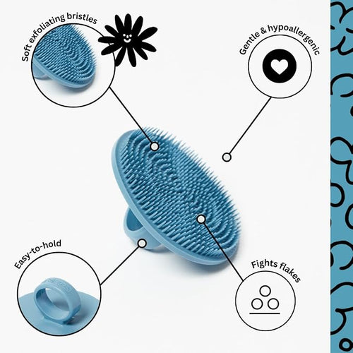 Boie USA Face Scrubber - Handheld Facial Tool, Deep Cleansing Exfoliating Facial Brush. Fights Acne with Gentle, Silicone-Like Bristles, Long Lasting, & Hypoallergenic (Blue)