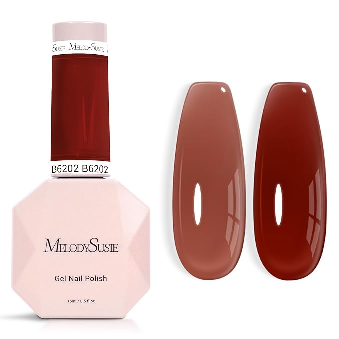 MelodySusie Jeweliver Gel Nail Polish, 0.5Fl.oz Gel Polish Brown Color Soak Off UV LED Light Cure Gift for Women Manicure Nail Art DIY at Home B6202