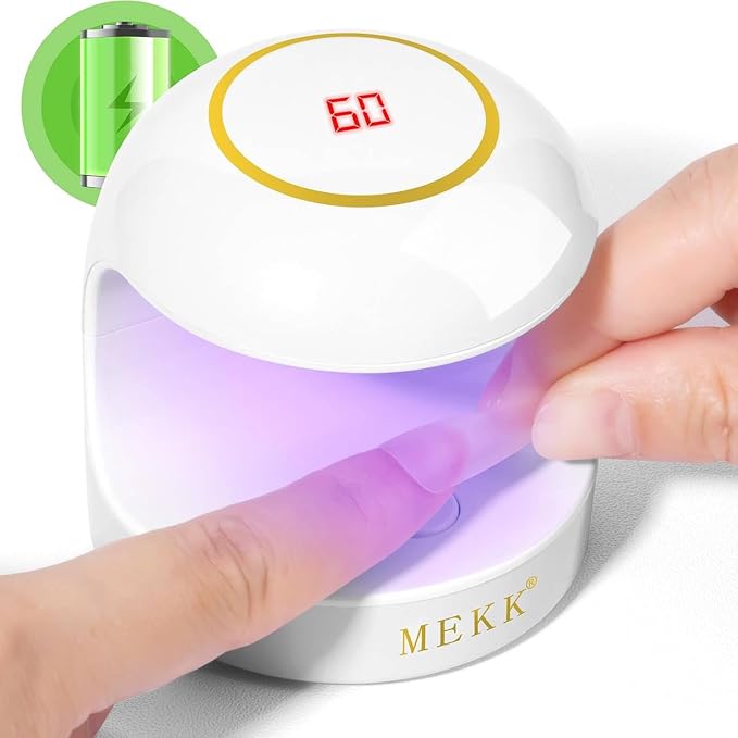 MEKK Mini Nail Lamp, 18W Cordless Single Finger UV Light for Gel Nails | Flash Cure, Portable for Travel/Home, UV Light for Detail Work, Auto-Sensor 4 Timers, Ideal for Beginners & Pros-White