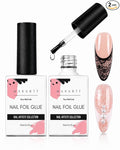 Makartt Nail Foil Glue Transfer Gel for Nail Art Stickers 2Pcs 15ML | Strong Adhesion Foil Transfer Gel, Soak-Off Nail Foil Set, Gel Nail Glue Manicure Salon DIY UV Lamp Required
