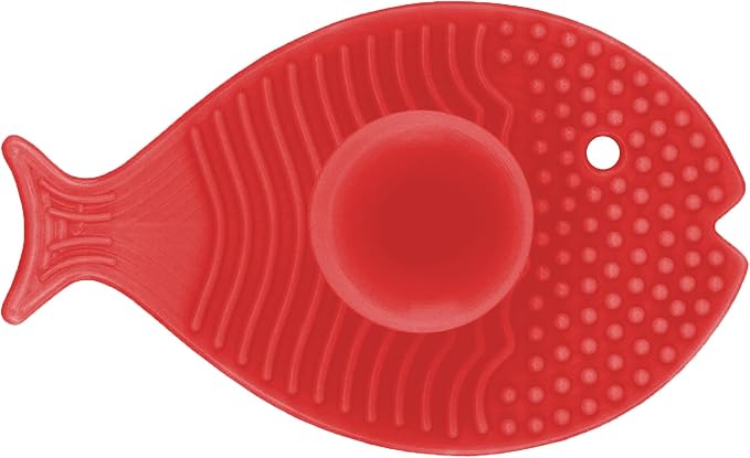 Innobaby Bathin Smart Silicone Cradle Cap Brush for Baby, Essential for Dry Skin & Eczema, Gentle Scrubber & Exfoliator with Suction Handle, Quick Dry Food Grade Silicone, Red