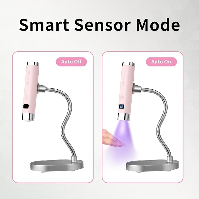 Missshine UV Light for Nails Handheld Cordless Nail Lamp,Rechargeable Nail Dryer with LED Display,Fast Curing Goosenecks Lamp with Auto Sensor DIY at Home (Pink)