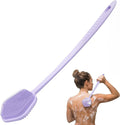Redfly Silicone Back Scrubber for Shower Brush, 17 inch Long Handled Silicone Body Scrubber for Men & Women, Double Sided Shower Scrubber for Body Brush Exfoliator and Massage, Purple