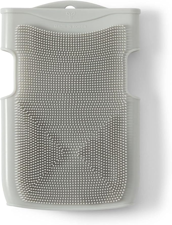 Innobaby Double Sided Silicone Massage Mitt Bath Scrubber Shower Brush & Scalp Massager/Gray