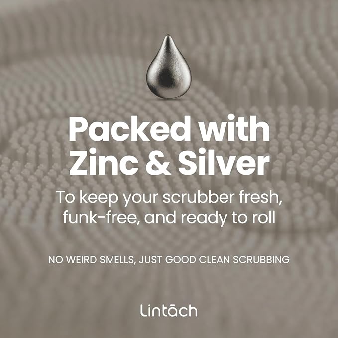 Silicone Shower Scrubber for Body – Exfoliating Loofah Alternative, Zinc & Silver-Infused, Hygienic & Gentle for Sensitive Skin, Durable & Long-Lasting Body Scrubber for Men - White Sand