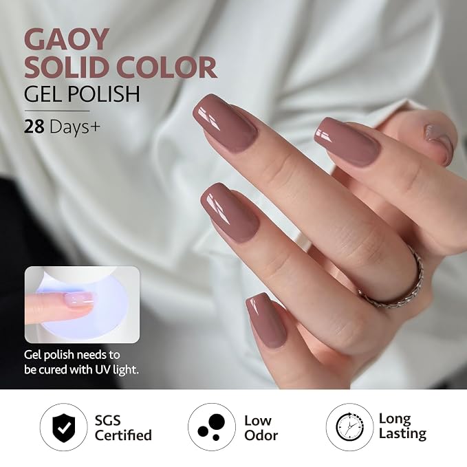 GAOY Mauve Gel Nail Polish Set, 6 Colors Brown Red Neutral Pink Nude | Fall Nail Art, UV Lamp Required, Pigmented, Long Lasting, Easy to Apply, Salon Manicure at Home, Gift for Women
