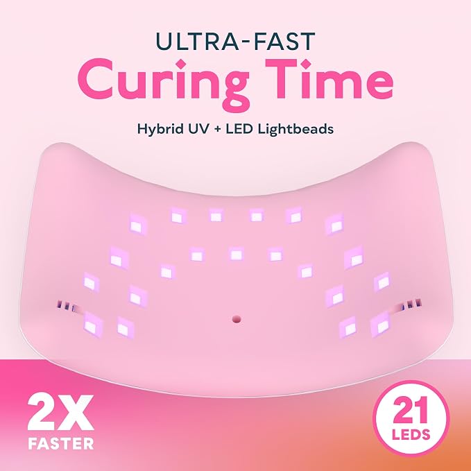 SUNUV UV Light for Gel Nail Polish, UV LED Nail Lamp, Auto Sensor SUN8 Pink | 3 Timer Settings, 21 LEDs, Fast Curing, LCD Display, Fits All Gel Polish, Home & Salon Use