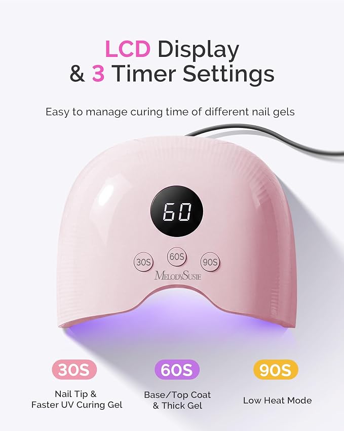 MelodySusie UV Nail Lamp P-Plus30A with UV Gloves for Gel Nail Polish | 24W,3 Timer Settings,Smart Sensor,LCD Display,30 UV/LED Beads,Builder Gel,Jelly Gel,Base Top Coat,for Beginners at Home