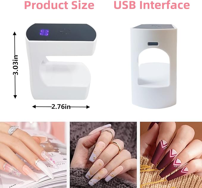 Mini LED Nail Lamp, 24W UV Light for Nails with Timer UV Lamp for Gel Nails Quicky-Dry Nail Light Portable USB Nail Dryer for Travel Manicure Art DIY Nail Art
