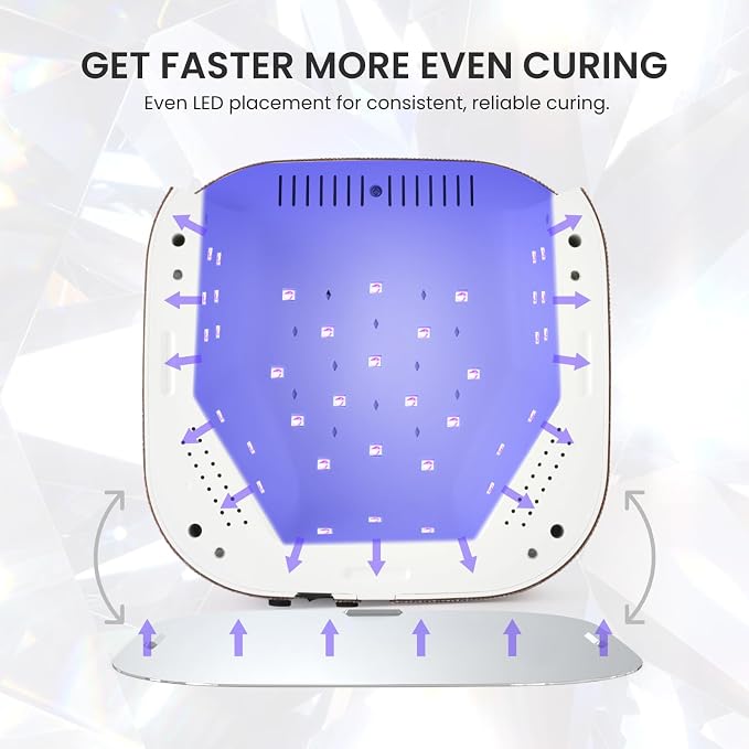 Lavinda 54W Cordless UV LED Nail Lamp for Gel Nails, Sparkle Rhinestone | Rechargeable, 4-6 hr runtime, even curing, 4 timers, low heat, auto sensor, removable base, salon use, gifts for nail lovers
