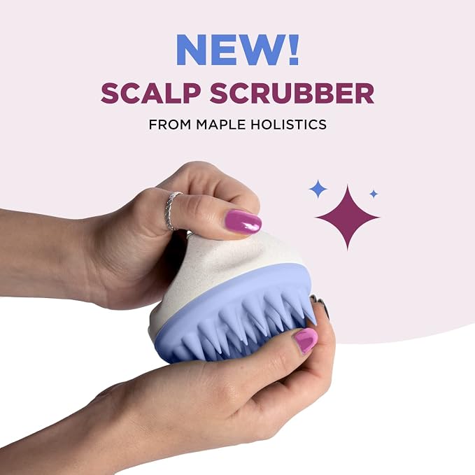 Biotin Shampoo with Scalp Scrubber Set - Hair Shampoo Brush and Silicone Scalp Exfoliator with Volumizing Shampoo Set made with Rosemary Essential Oil and Biotin for Thinning Hair 16 oz