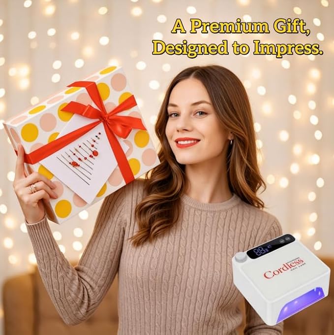 Rechargeable Cordless UV LED Nail Lamp, 86W UV Nail Light for Gel Polish & Acrylic Nails, Fast Curing Nail Light for Gel Nail, Metal Mirror Bottom, Auto Sensor, 39 LED Beads, Salon & Home Use (White)
