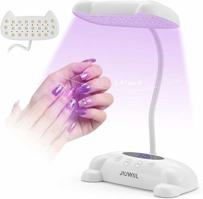 UV LED Nail Lamp,UV Light for Gel Nails with 24 Beads(White) | Curing lamp 3 Timer Nail Dryer, LCD Display, Auto Sensor, Fast Curing Goosenecks Lamp for Gel Polish for DIY at Home