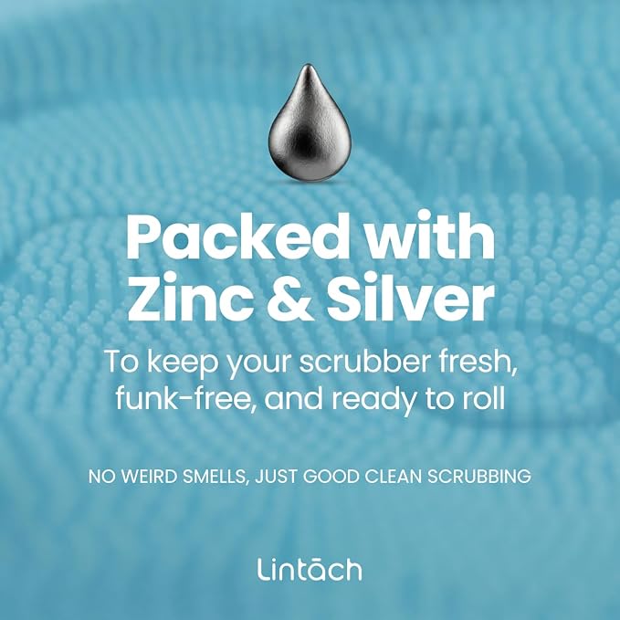 Silicone Shower Body Scrubber, Exfoliating Loofah Alternative - Sky Blue | Exfoliating loofah alternative, zinc & silver-infused silicone, hygienic, gentle for sensitive skin, durable & long-lasting