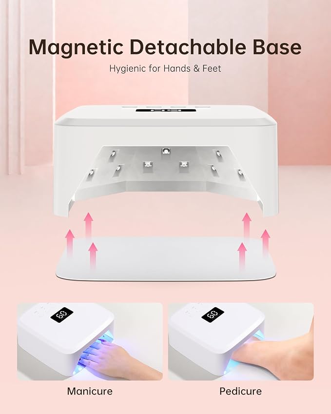 UV Nail Lamp, Cordless UV Light for Gel Nails, Nail Dryer, Salon & Home | 30 Beads | 120W | 6000mAh | Smart Sensor | Detachable Base