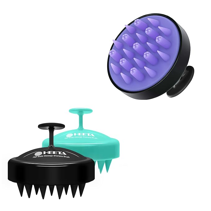 HEETA 2-Pack Hair Scalp Massager Shampoo Brush with Hair Scalp Massager Brush, Updated Hair Shampoo Brush, Wet & Dry Scalp Exfoliator with Soft Silicone Bristles