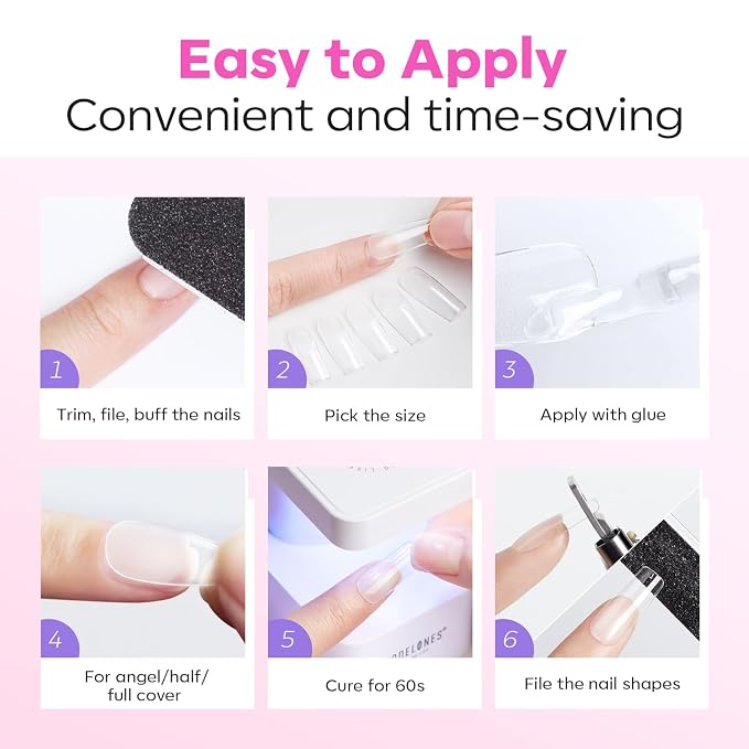 Modelones Pointed Almond Nail Tips Medium Pre-shaped Soft Gel Fake Nails | Acrylic Clear Full Cover Press on Extension Kit Gel Manicure DIY at Home 216PCS 12Sizes