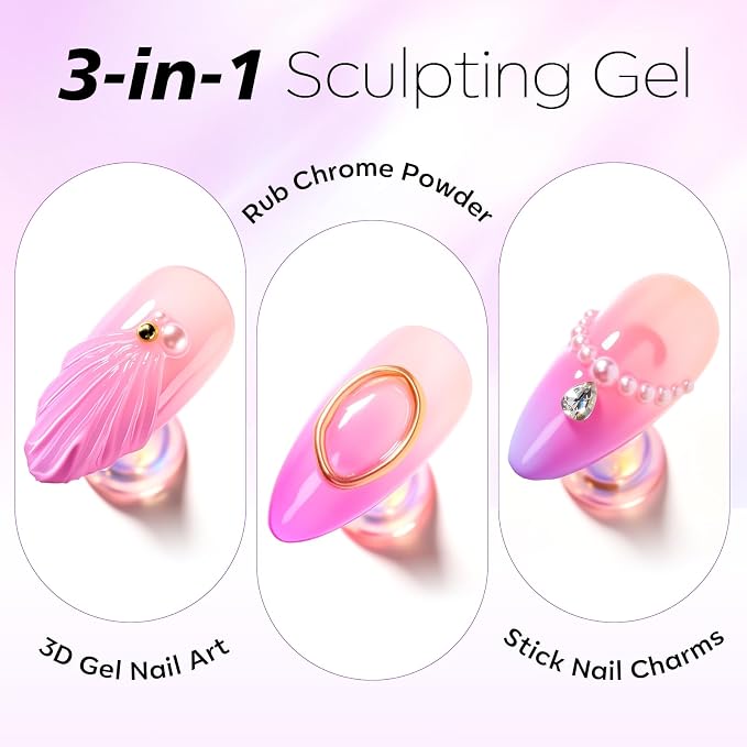 Makartt 3D Nail Gel, 15g Clear Nail Glue for Drawing, Molding and Sculting | No Wipe, DIY Manicure, Rhinestone Glue, Gems Decoration, Carving and Painting Nail Art