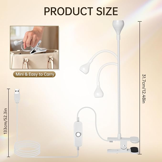 AORAEM LED Nail Lamps Flexible Gooseneck Lamp Gel Polish Curing Light White | Quicky Dry Nail Manicure Dryer Plug Play Portable Flash Cure Light for Gel Nails Home DIY Professionals