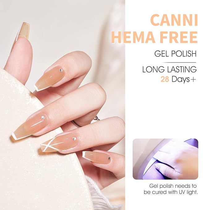 CANNI 9ML Jelly Gel Nail Polish Set, 6 Sheer Nude Shades UV LED Soak Off | Smooth Application • Highly Pigmented • Glossy Finish • Long-Lasting Wear • Nail Art • Salon DIY Manicure • Easy Application