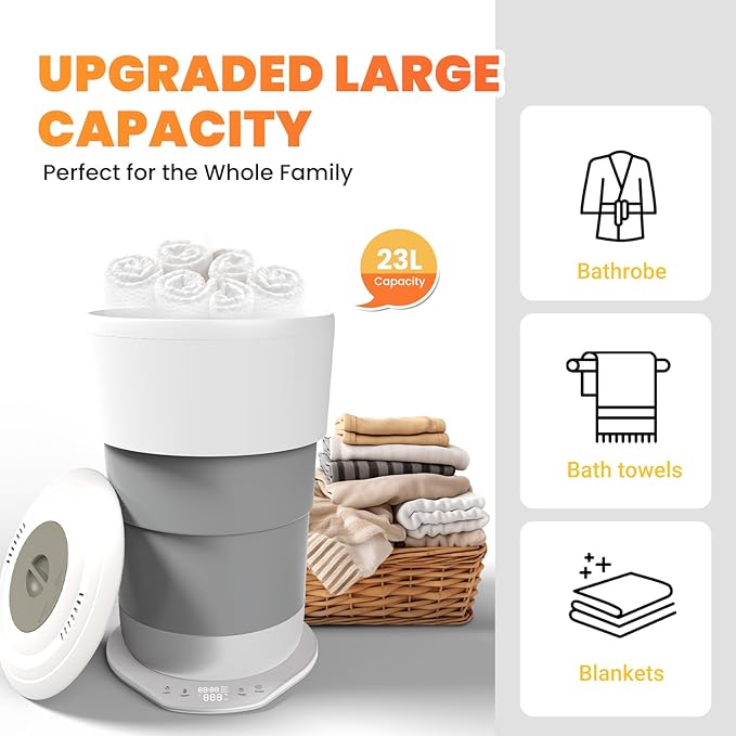 Ann Katy Upgrade Foldable Towel Warmer Bucket, Hot Towel Heater with Timer & Auto Shut Off, Fits Oversized 40x70" Towels, Bathrobes & Blankets, Quick Heating Spa Towel Warmer for Bathroom and Home