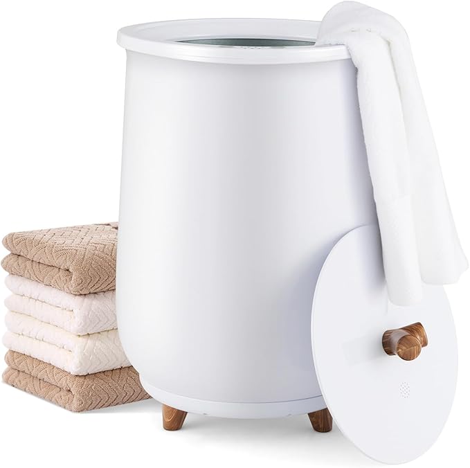 S AFSTAR 23L Towel Warmers for Bathroom - Large Luxury Towel Warmer Bucket with 3 Heat Modes, 4 Timer Settings, Fragrance Disc Holder, Auto Shut Off, Towel Heater for Blankets, Bathrobes (White)