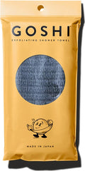 GOSHI Exfoliating Shower Towel - Long Body Scrubber, Grey | For back acne, KP & smooth skin, durable quick dry nylon washcloth, ethically crafted in Gunma, Japan