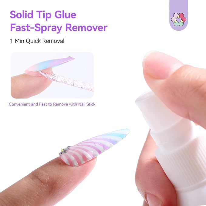 SAVILAND Solid Nail Glue Gel Kit with UV Lamp, Remover and Cuticle Oil | Includes fast-spray remover, cuticle oil pen and prep tools, 60-second UV cure, complete press-on bonding and removal set