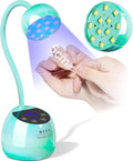 MEKK Gooseneck Flash Cure Nail Lamp, 36W Mini UV Light for Gel Nails | Cordless,Auto Sensor, 4 Timers (10/30/60/90s), Single Nail Detail Work, Portable, flower Design, Salon & Home, Glazed Blue