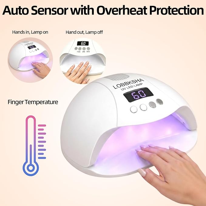 UV LED Nail Lamp, 280W Fast Curing Gel Nail Dryer for Gel Polish, Rhinestone Glue, Solid & Liner Gel, 4 Timers & Spacious Chamber with Smart Sensor, Professional 45Pcs LEDs for Home Salon Use