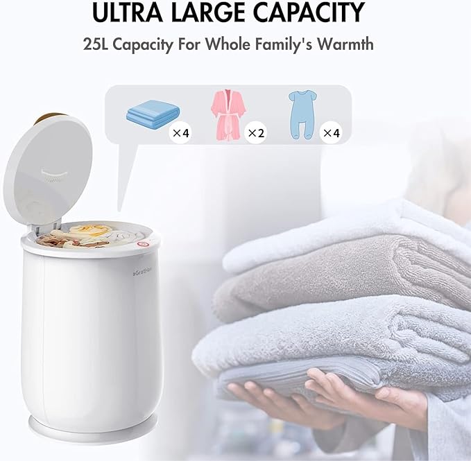 Towel Warmers Ultra Large Capacity Bucket Style 450W for Bathroom ETL FCC Certified Fits up to Two 40"x70" Towels, Blankets, Bathrobes with Auto Shut Off