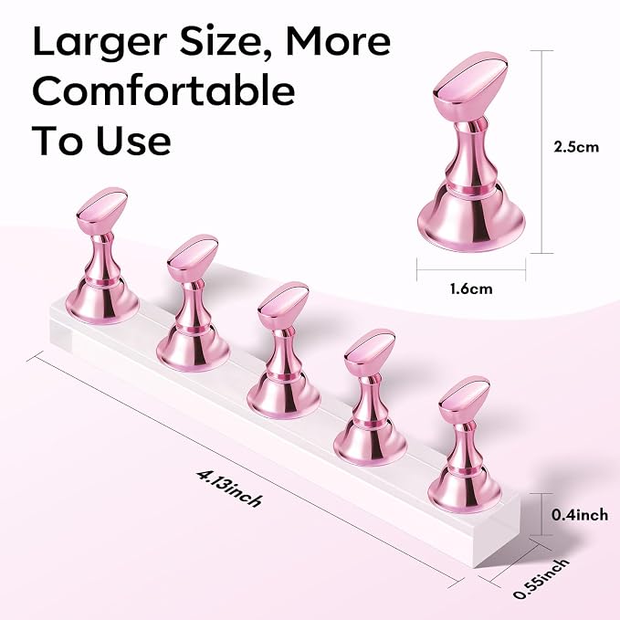 Makartt Nail Stand: Press On Nails Stand Display Practice Art Magnetic Fake Nail Holder for Painting Nails Stand for False Nail Designs with Double-sided Tape for Home DIY Beginner Salon Supplies